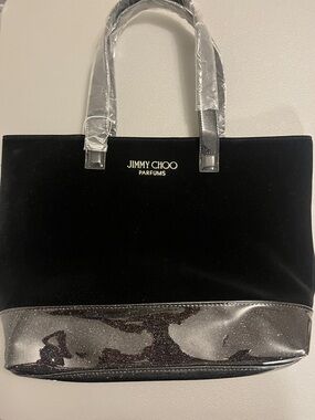 Jimmy Choo Black Velvet and Patent Trim Tote